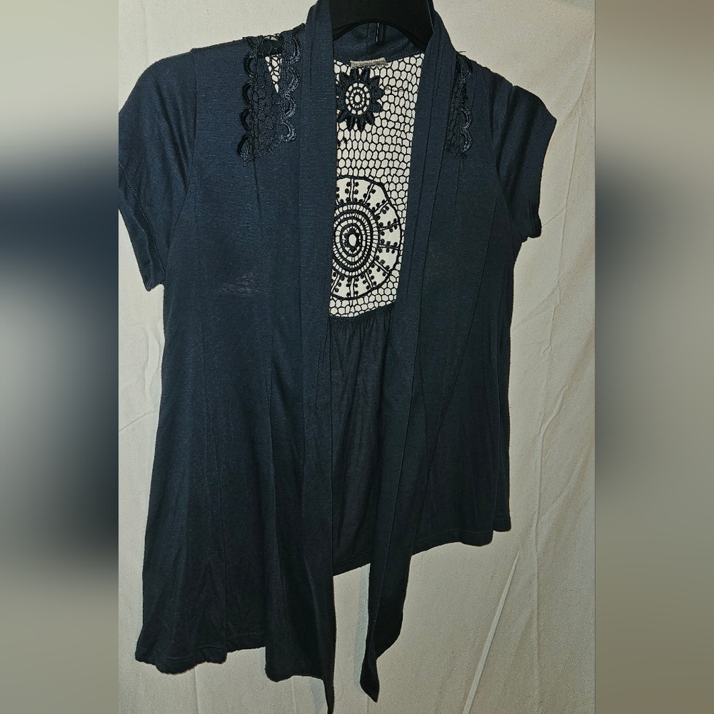 Elegant Black Lace Accent Women's Top